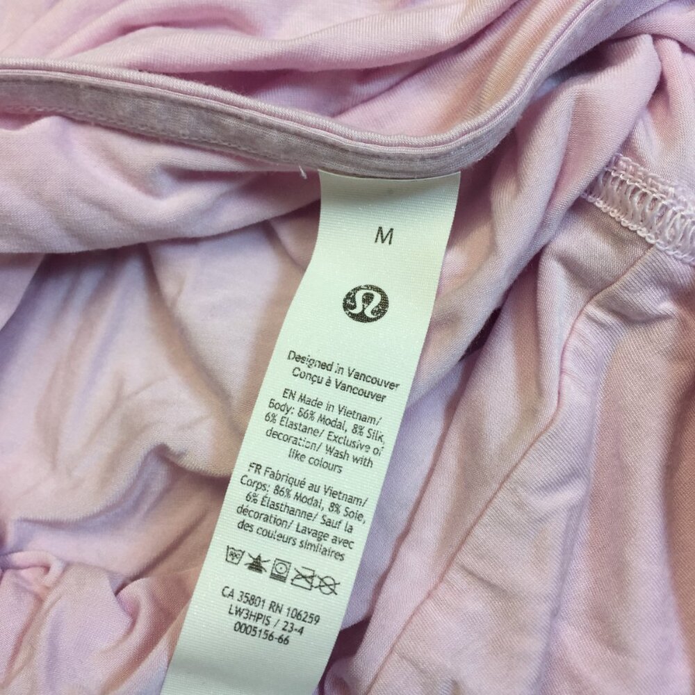 Lululemon Shirt Top Sz M Woman Pink Modal Silk Blend V-Neck Long Sleeve Athletic - Picture 10 of 14